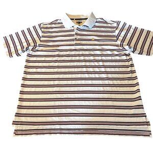 Adidas Climalite Mens White & Red Striped Polo Shirt Size L‎